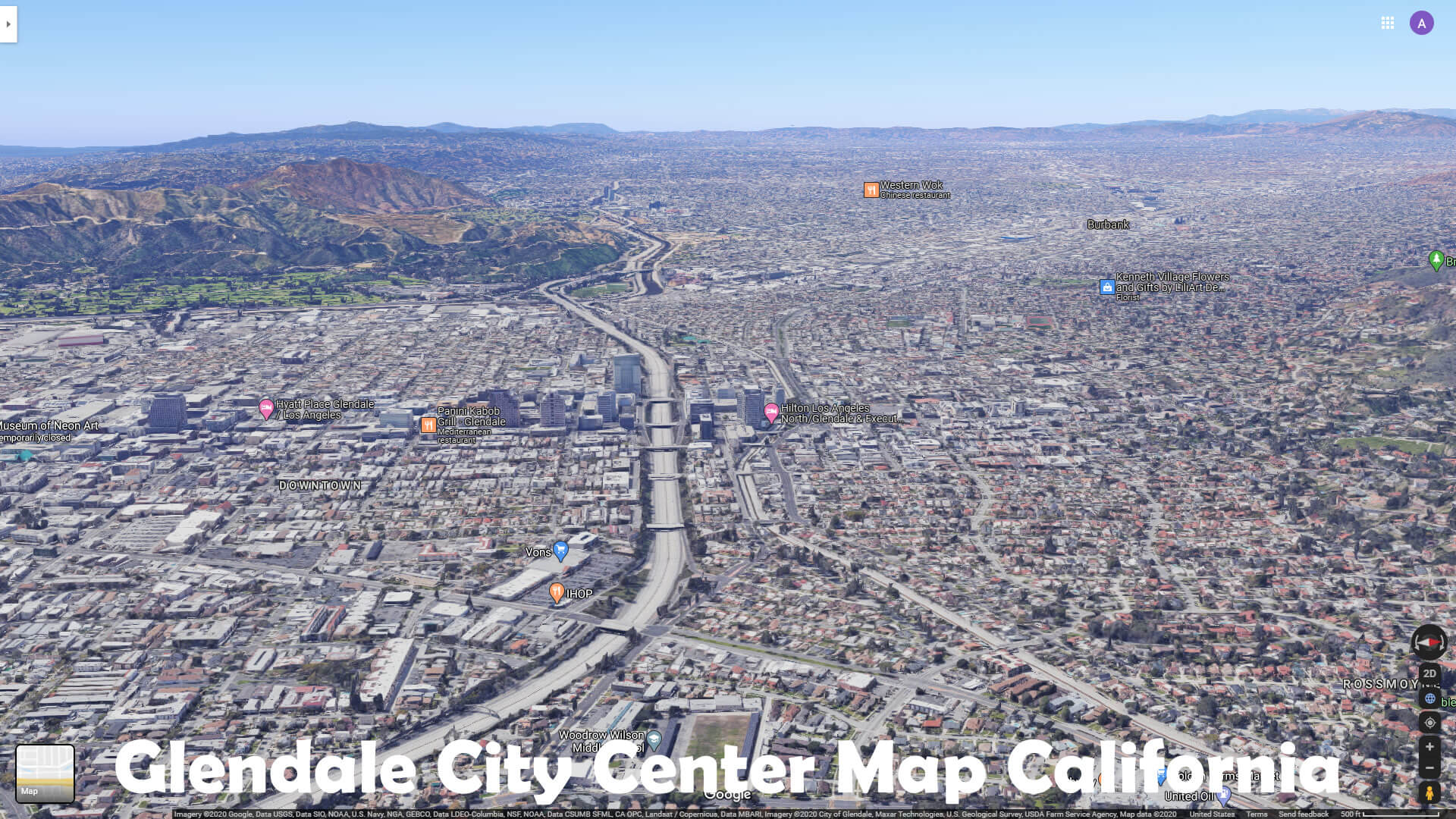 Glendale City Center Map California